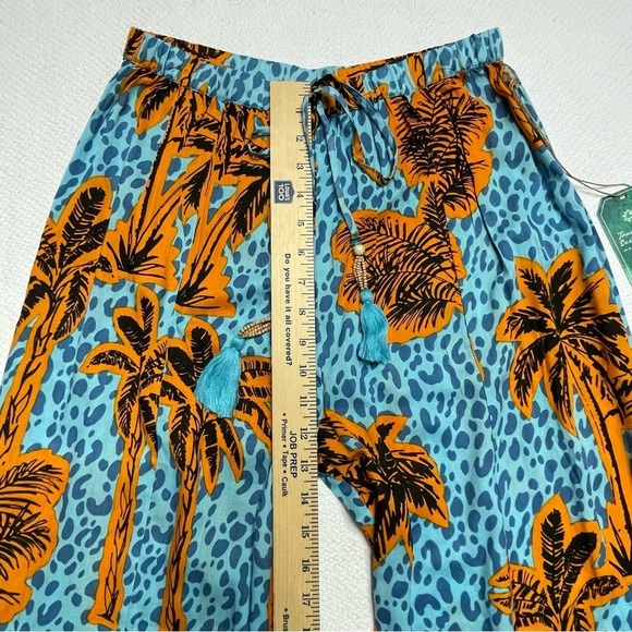 True Destinations Pants Wide Loose Leg w/ Split Blue & Gold Women’s Size Medium - Picture 10 of 16